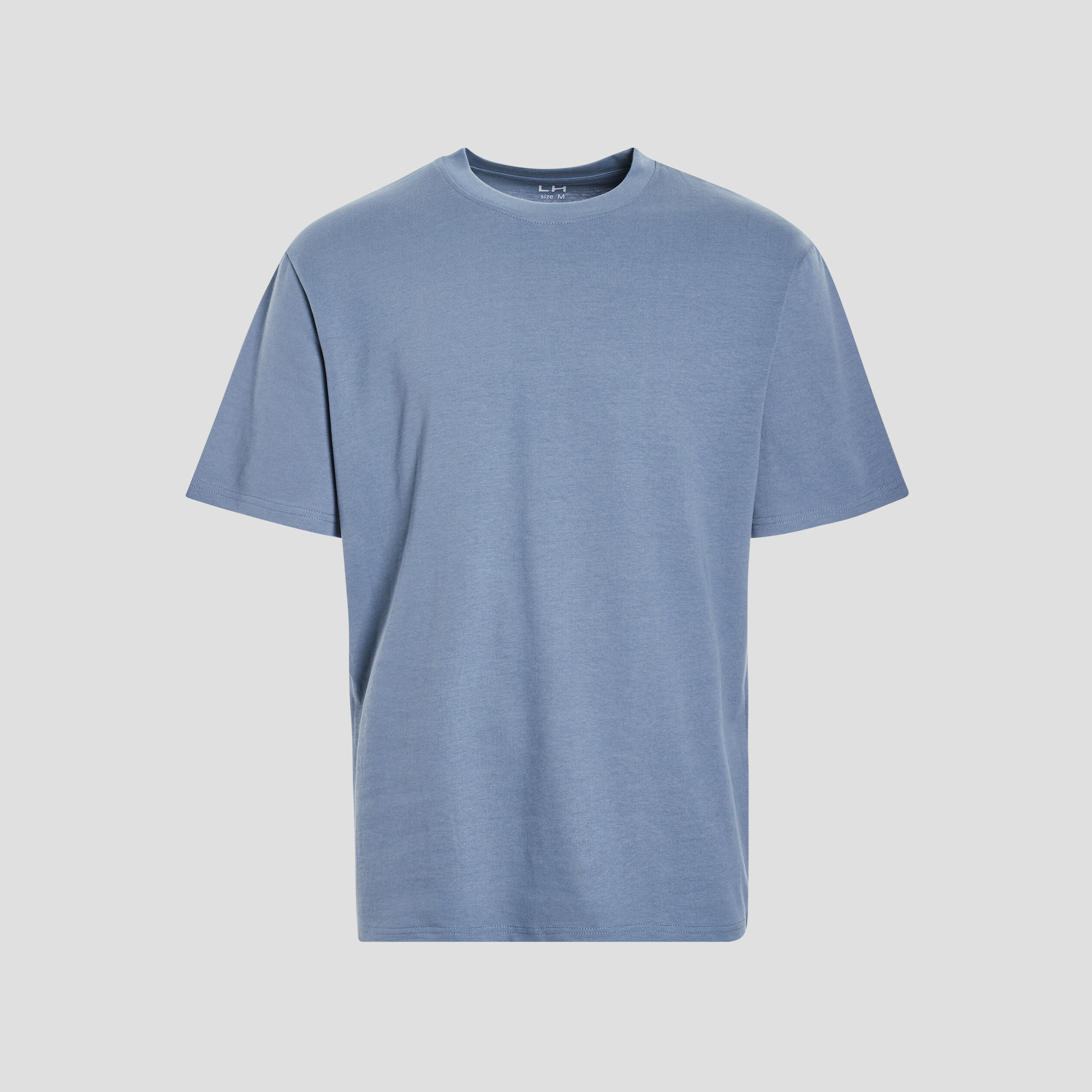 T-shirt droit col rond bleu gris homme | La Halle