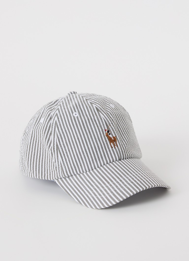 Ralph Lauren cepure ar svītru apdruku un logotipu