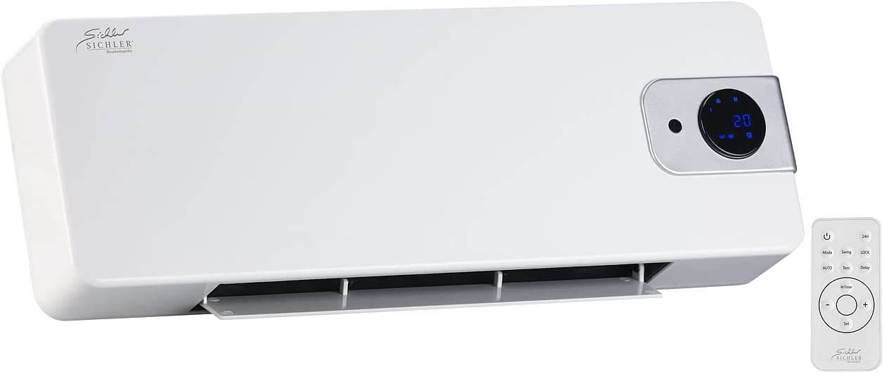 Sichler Keramik Wandheizlüfter LV-820.w mit digitalem Thermostat, Oszillation, 2.000 W