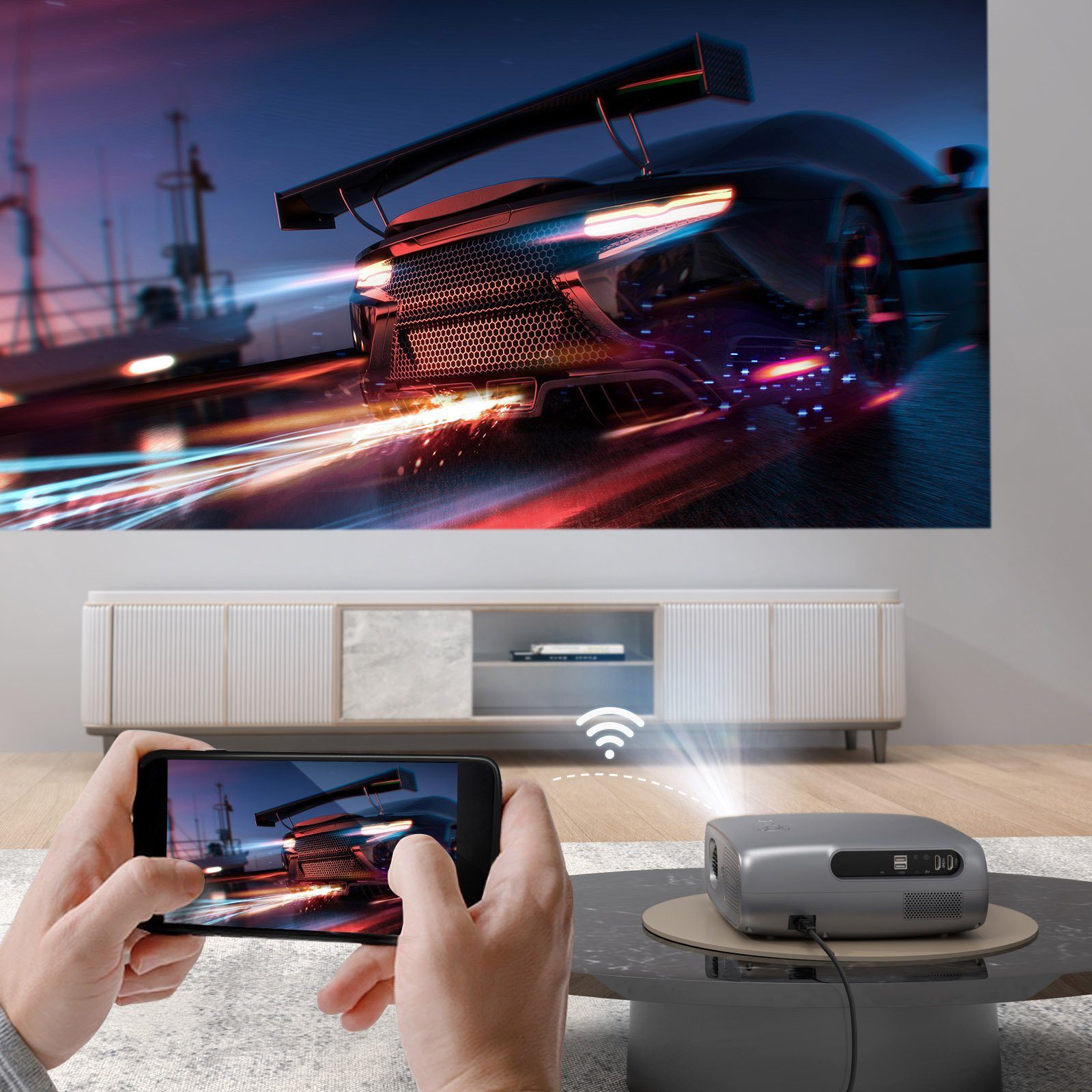 Sinaopus HD Projektor, 5G WiFi Bluetooth Beamer 4K LED-Beamer (1920x1080 px, Full HD)