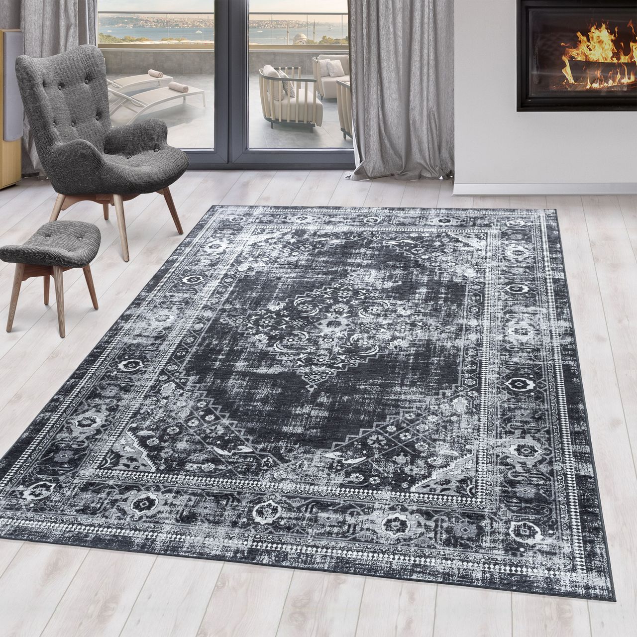 Ayyildiz Teppich, FIESTA 4301, BLACK, 120 x 170 cm