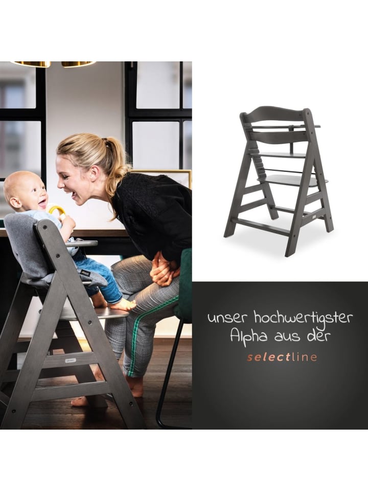 Hauck Hochstuhl Alpha Charcoal Selectline - im Sparset inkl. in braun,schwarz günstig kaufen onesize