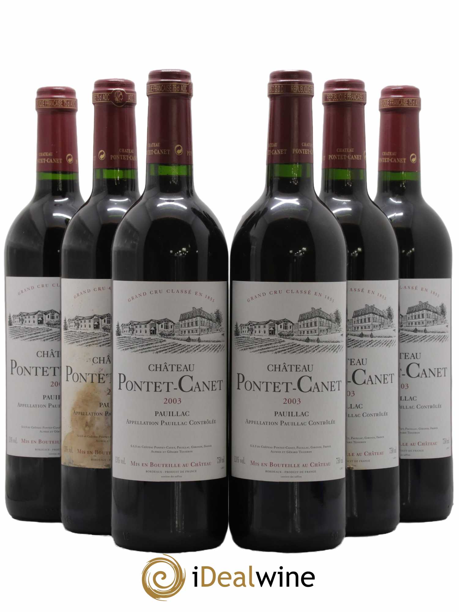 Château Pontet Canet 5ème Grand Cru Classé  2003 - Lot de 6 Bouteilles