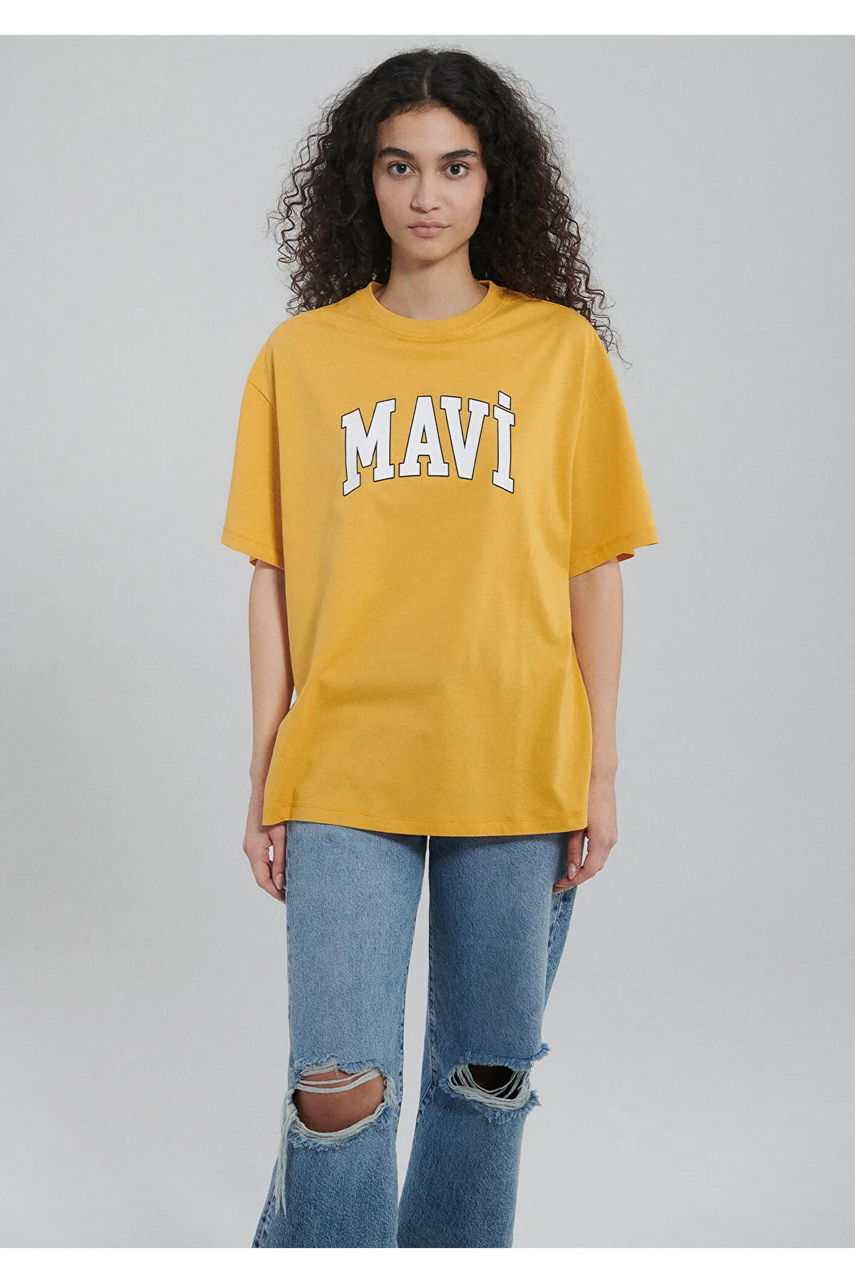 Mavi  Gelbes T-Shirt mit Logo-Print Übergröße / weiter Schnitt1600843-71340