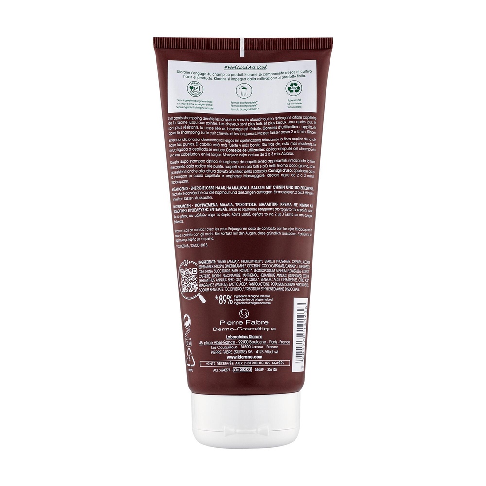 Klorane Quinine + Edelweiss BIO Après-shampooing  200ml Après shampooing
