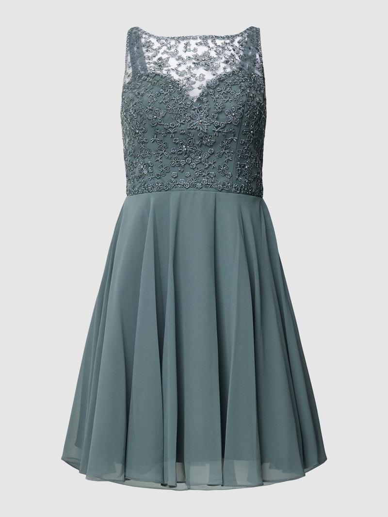 Cocktailkleid in Minilänge mit floraler Spitze in grün