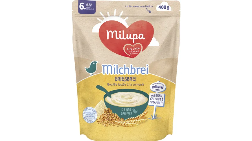 MILUPA Milchbrei Grießbrei Miluvit mit ab dem 6. Monat 400G 400 g