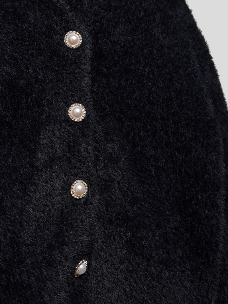 Cardigan mit V-Ausschnitt Modell 'PIUMO' in schwarz