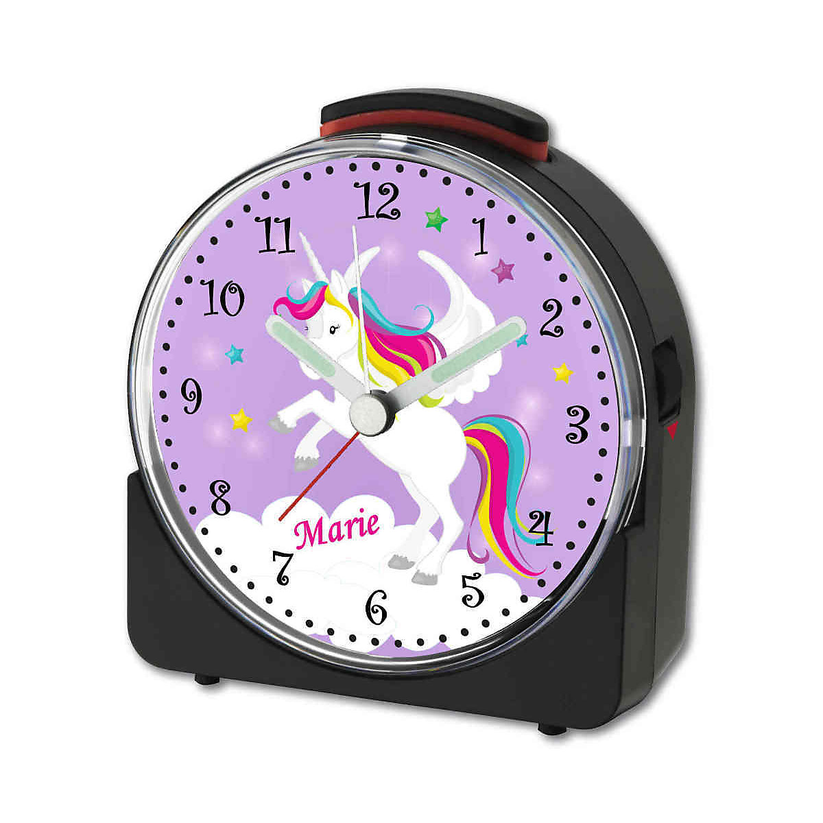 Kinder Funkwecker weiß personalisiert mit Namen Einhorn