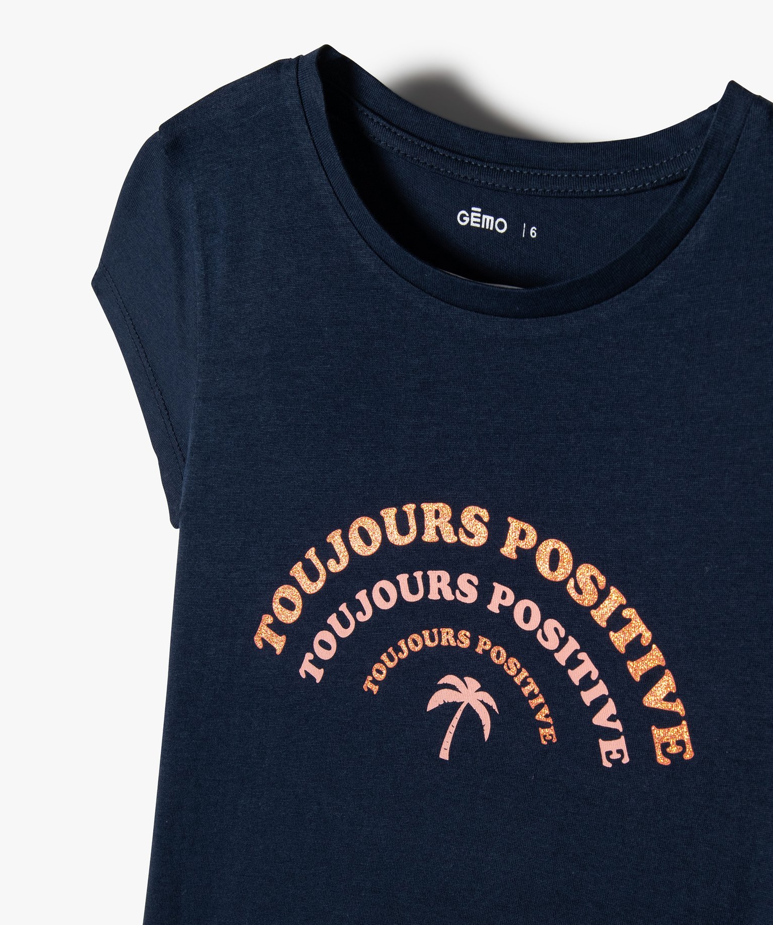Tee-shirt fille à manches courtes avec motif marine | GEMO