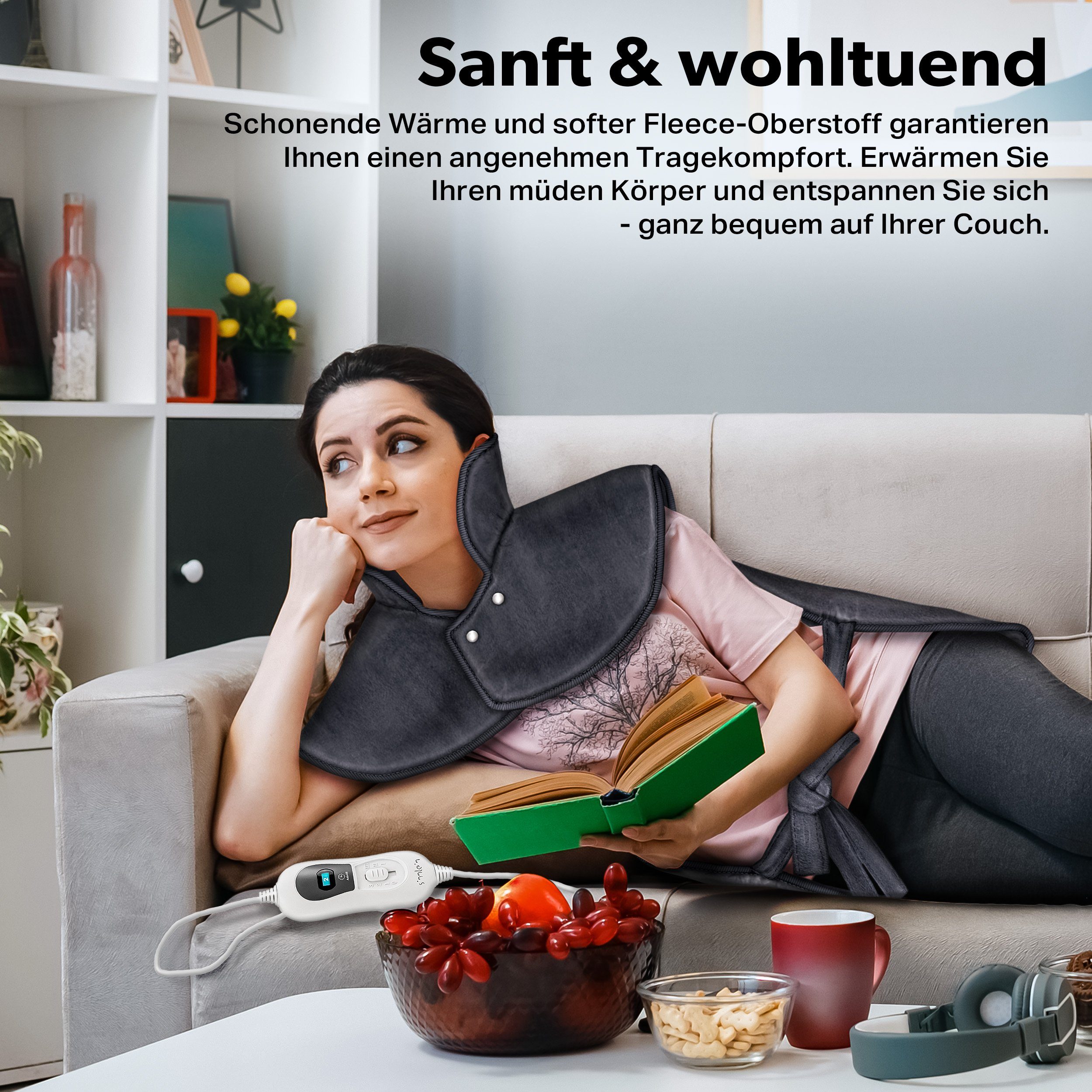 sinnlein Heizkissen elektrisches Wärmekissen 60 x 85 cm, 3 Stufen, für Rücken, Nacken und Schulter