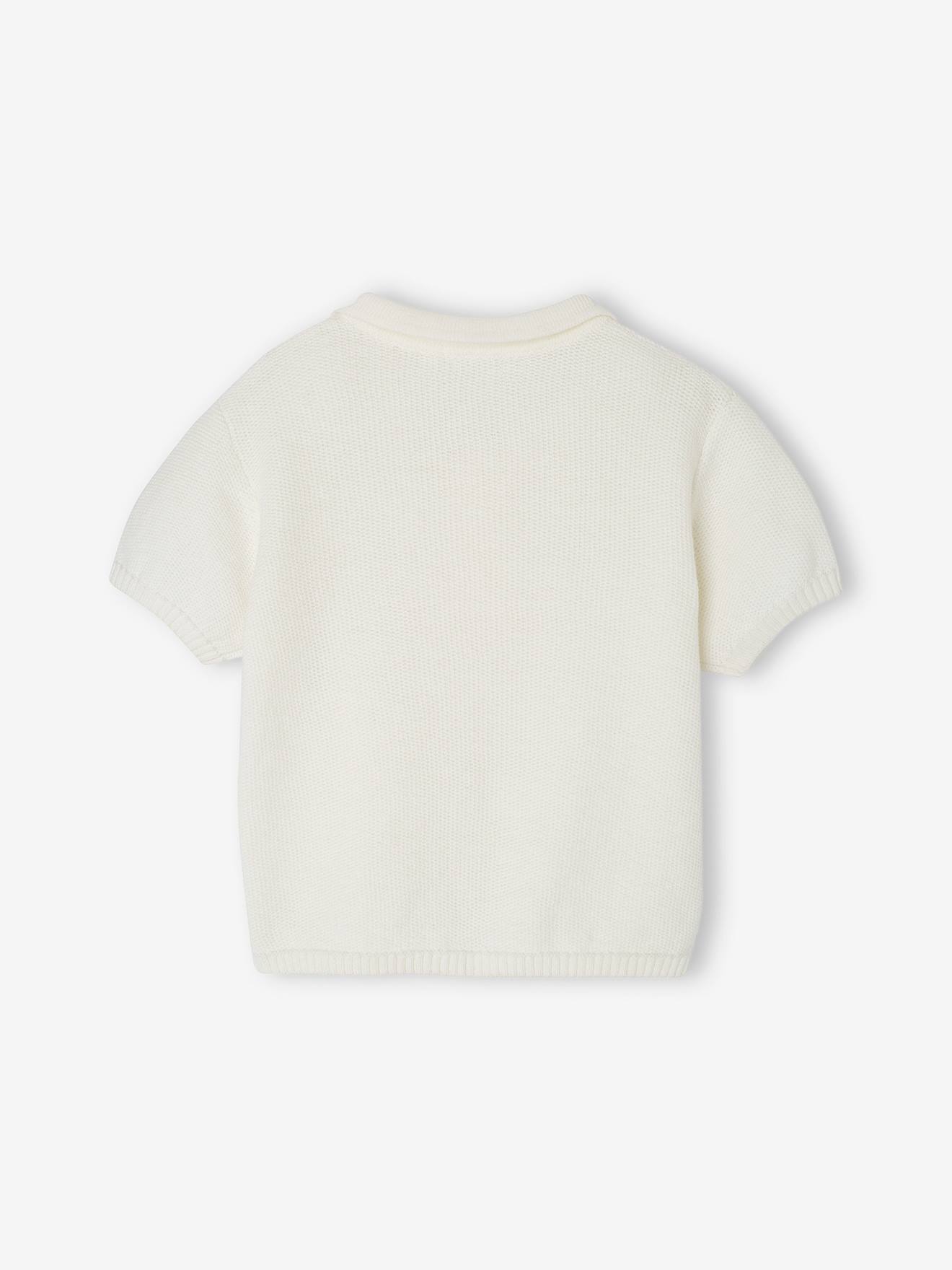 Vertbaudet Baby Poloshirt aus Strick Oeko-Tex - wollweiß