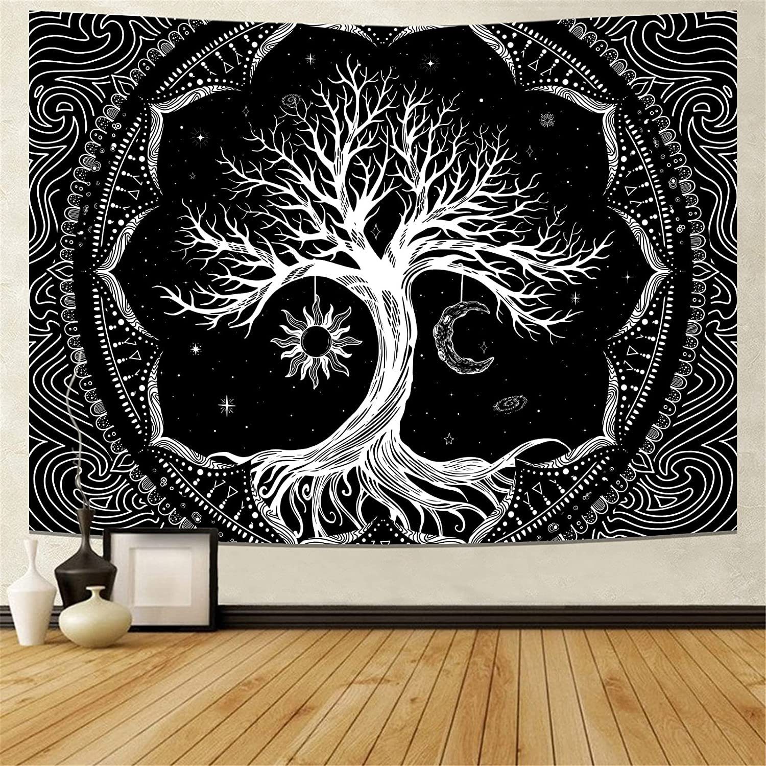 Wandteppich Baum des Lebens Tapisserie 150*130CM Trippy Mandala Wandteppich, Vaxiuja