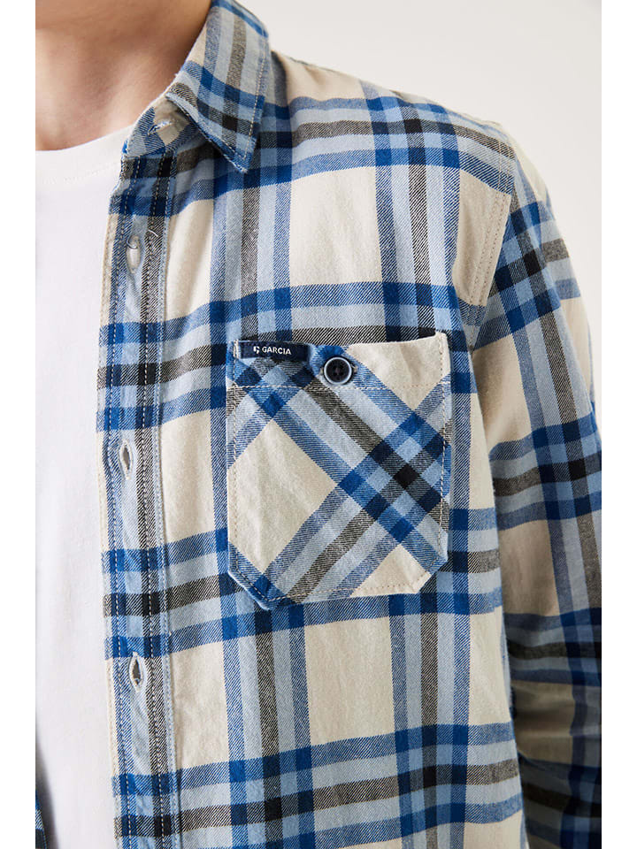 Garcia Hemd in Weiß/ Blau günstig kaufen