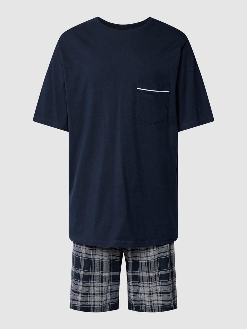 Pyjama aus Baumwolle Modell 'Comfort Fit Schlafanzug' in dunkelblau