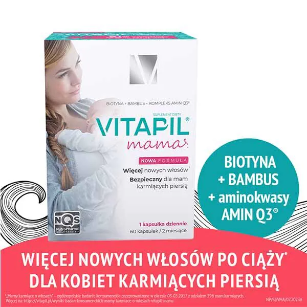 Vitapil Mama, maisto papildas nuo plaukų slinkimo moterims po gimdymo ir žindymo laikotarpiu, kapsulės