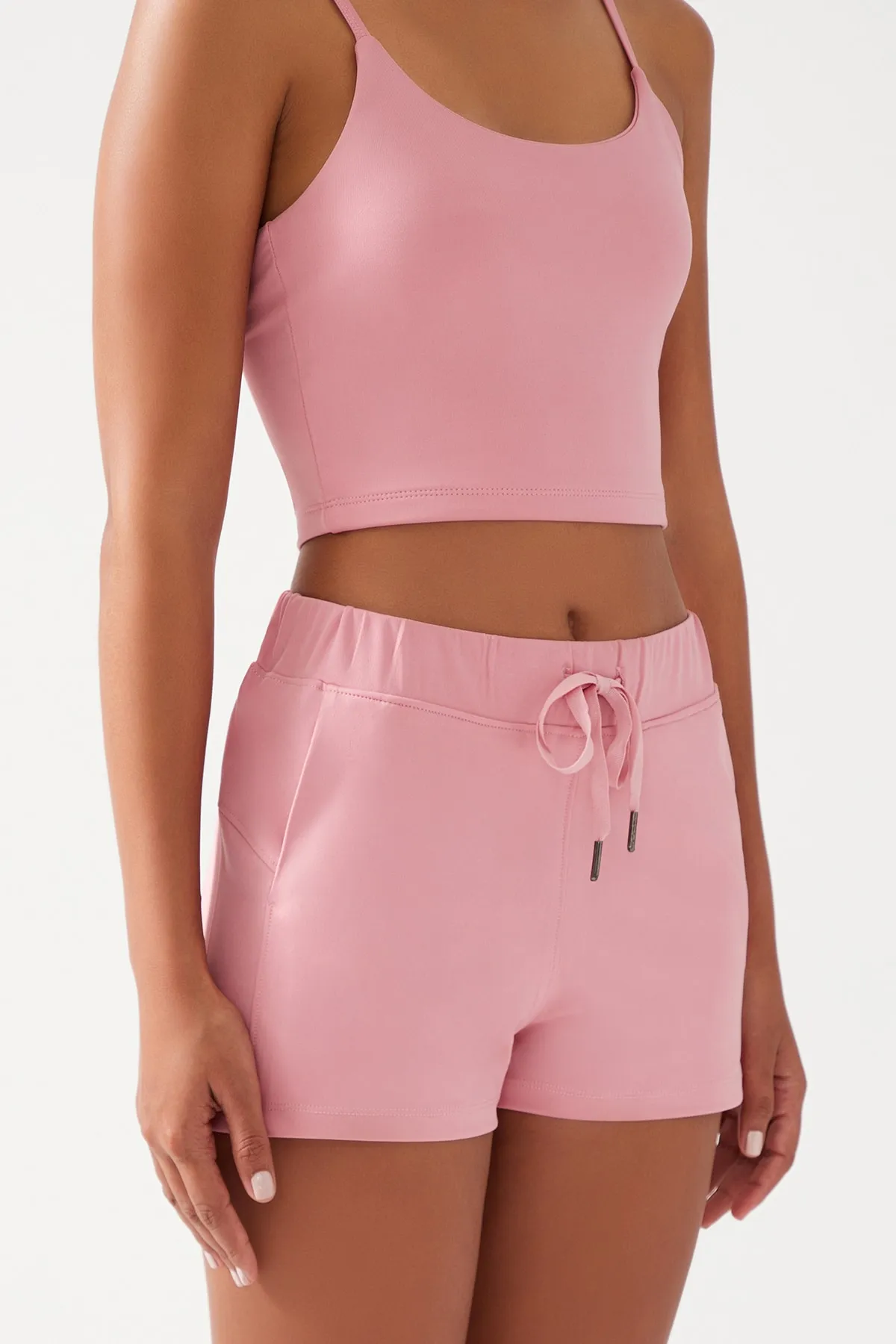 LOS OJOS  Damen-Sportshorts mit rosa Taschen und elastischem Bund, Basic-Passform