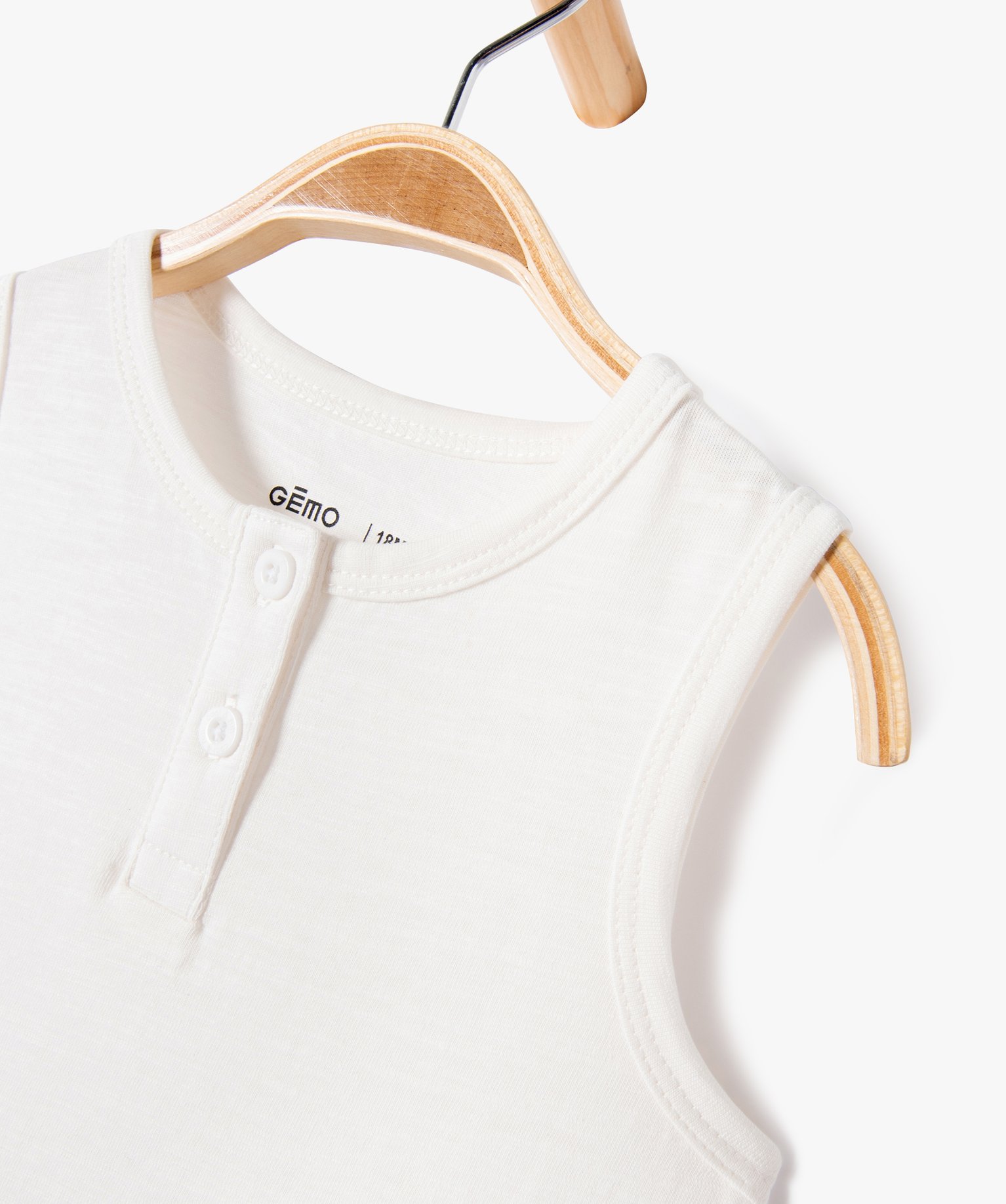 Débardeur uni avec col rond boutonné bébé Garçon blanc | GEMO
