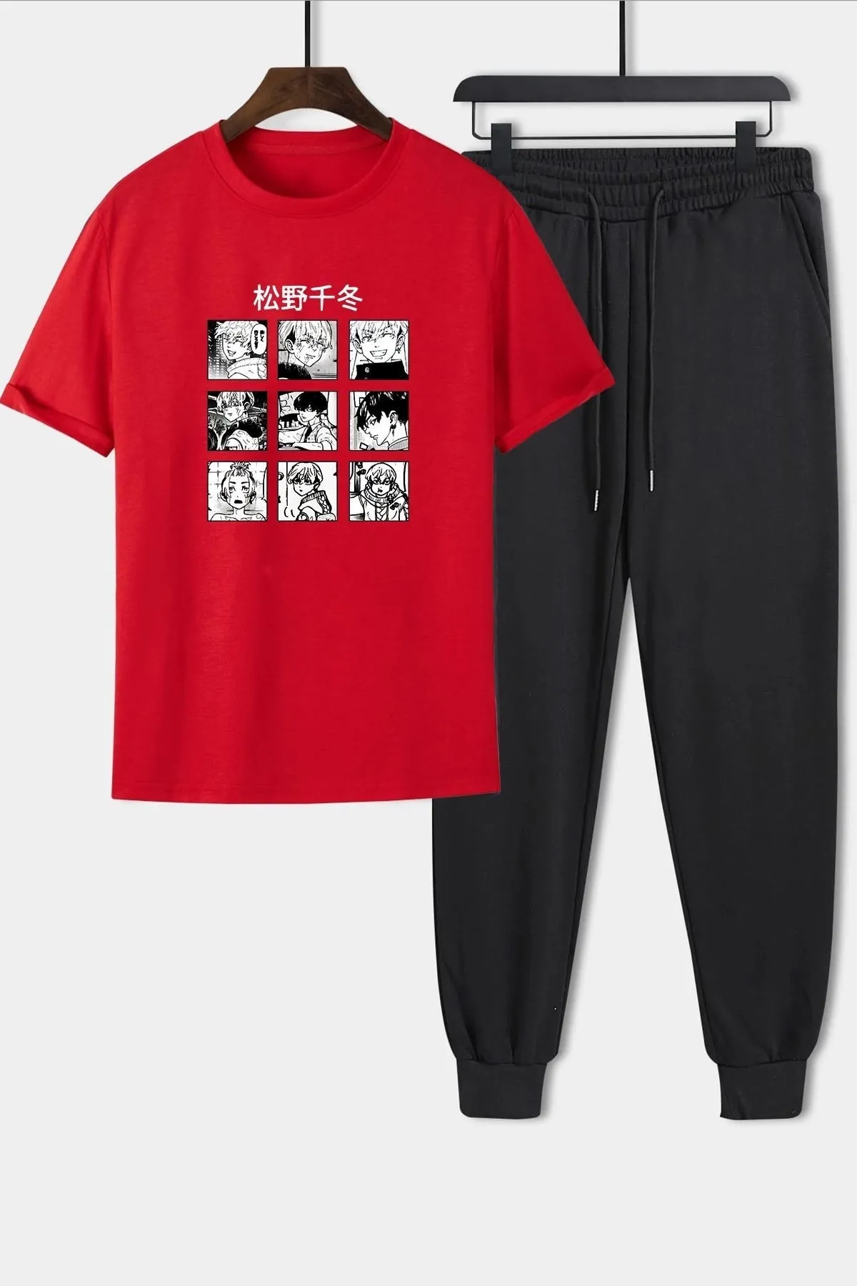 uyguntarz  Unisex Ken Kaneki bedrucktes 2-teiliges Trainingsanzug-Set