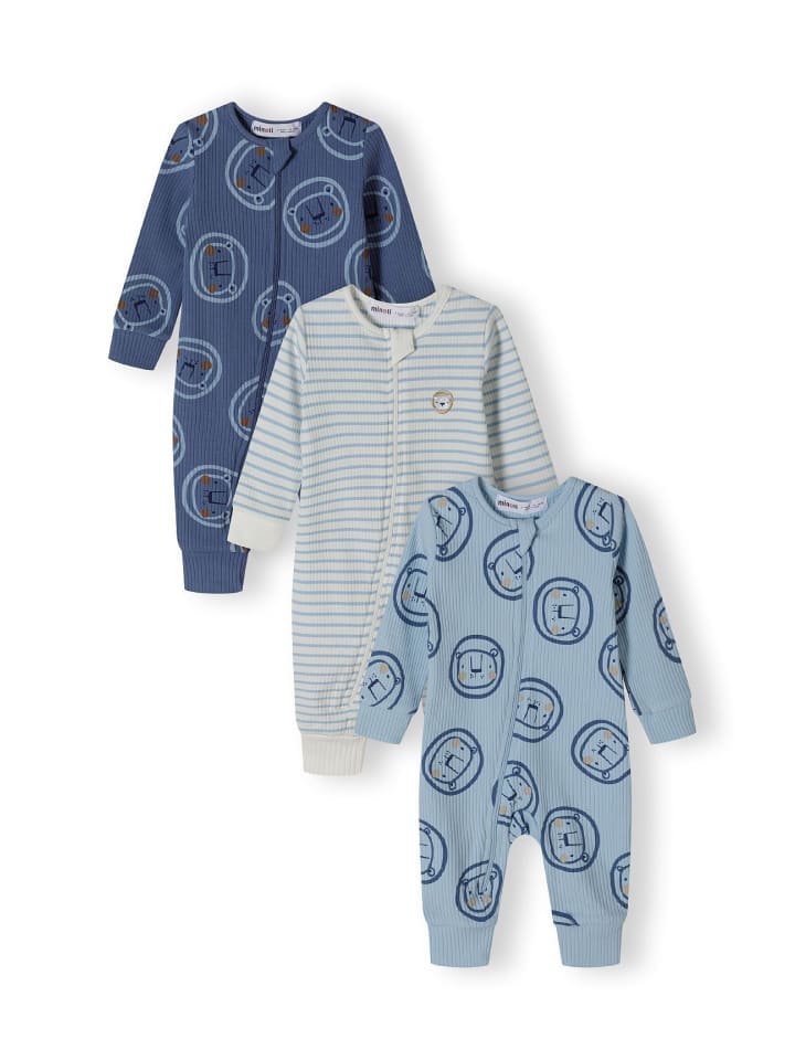Minoti 3er. Set: Strampler 21babyrib2 in hellblau günstig kaufen 50