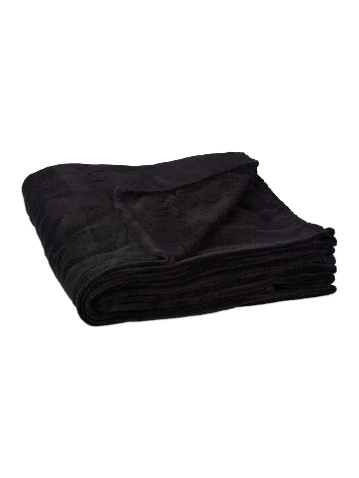 relaxdays Kuscheldecke in Schwarz - (B)200 x (T)220 cm günstig kaufen onesize