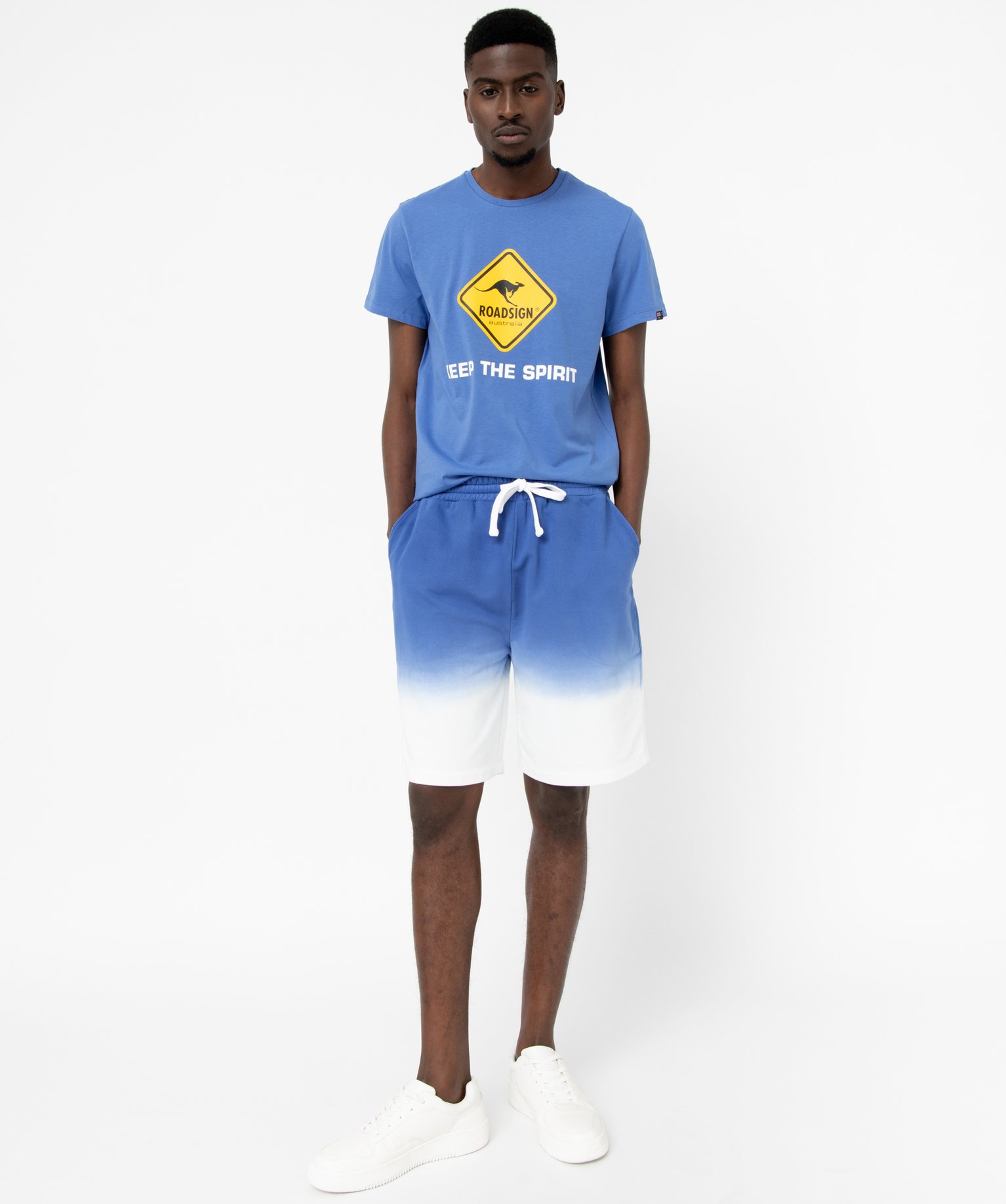 Bermuda en molleton tie-and-dye homme bleu | GEMO