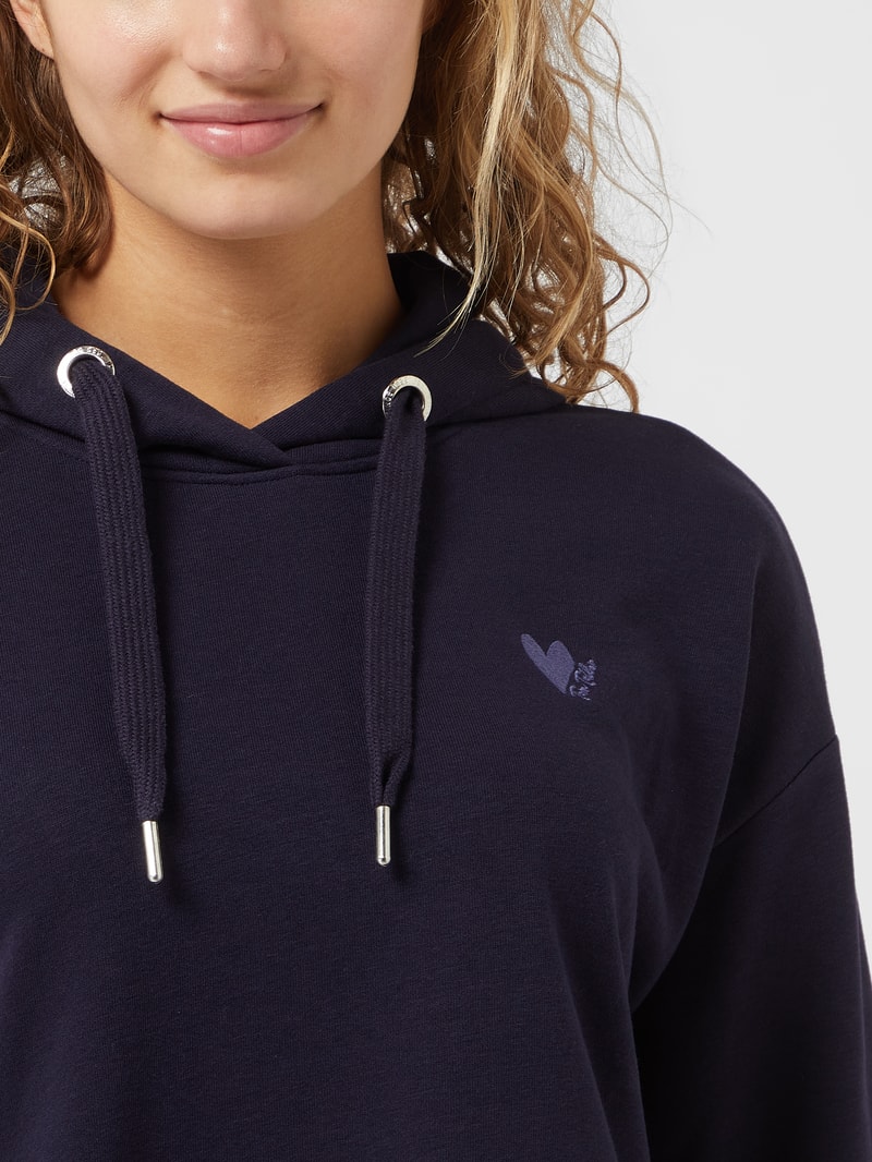 Hoodie mit Logo-Print in marineblau
