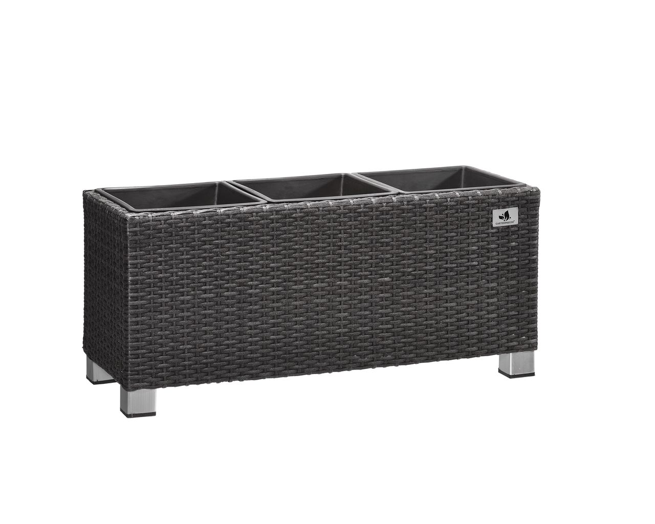 Weles Pflanzkübel Polyrattan 78 x 27 x 34 cm, für Innen und Außen, Kunststoffeinsatz, anthrazit