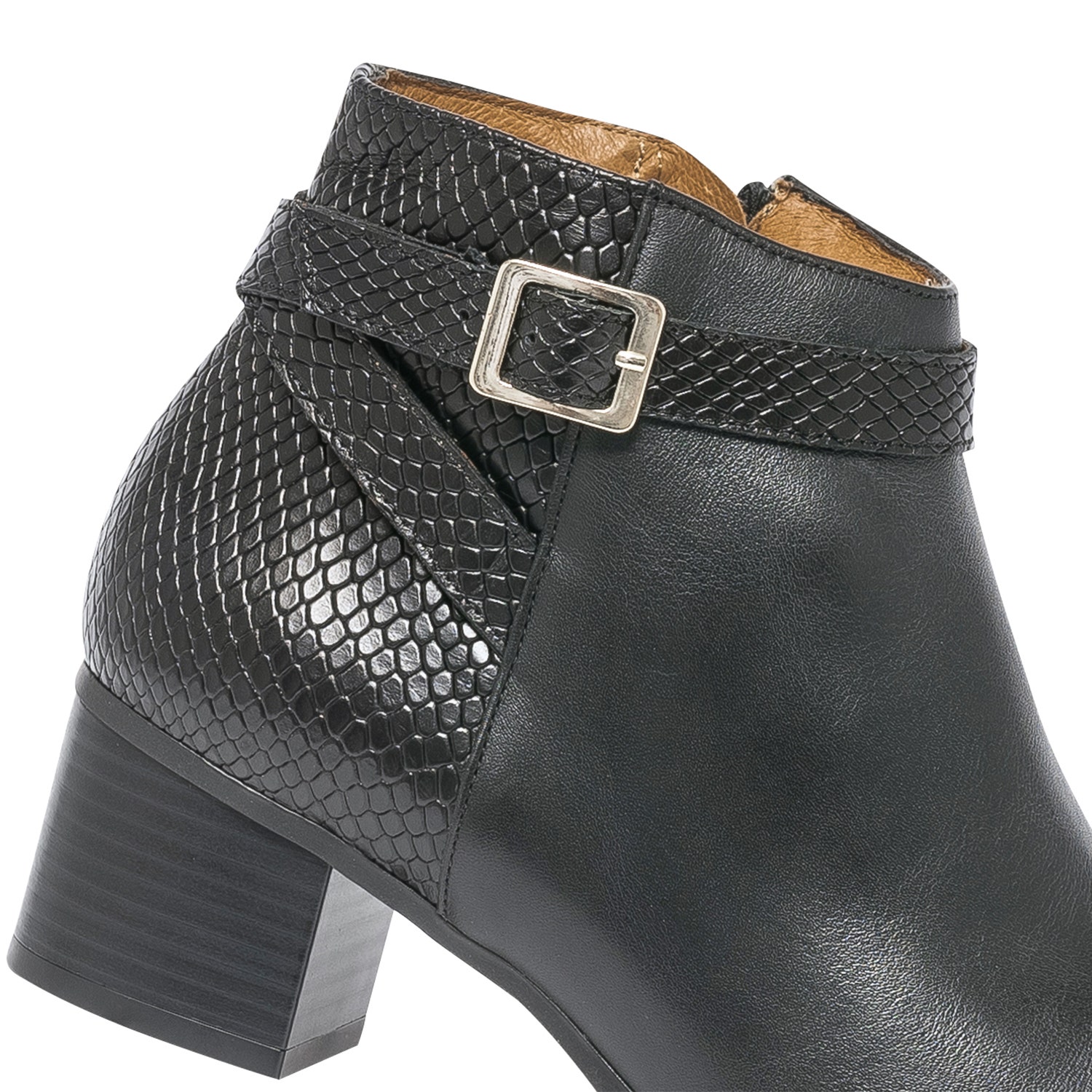 Boots à talon ERAM FLEX noir cuir embossé