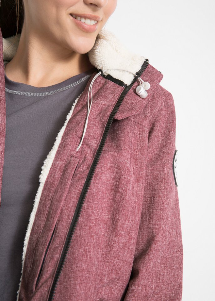 Wasserdichte Funktions-Outdoor-Longjacke mit Teddyfleece