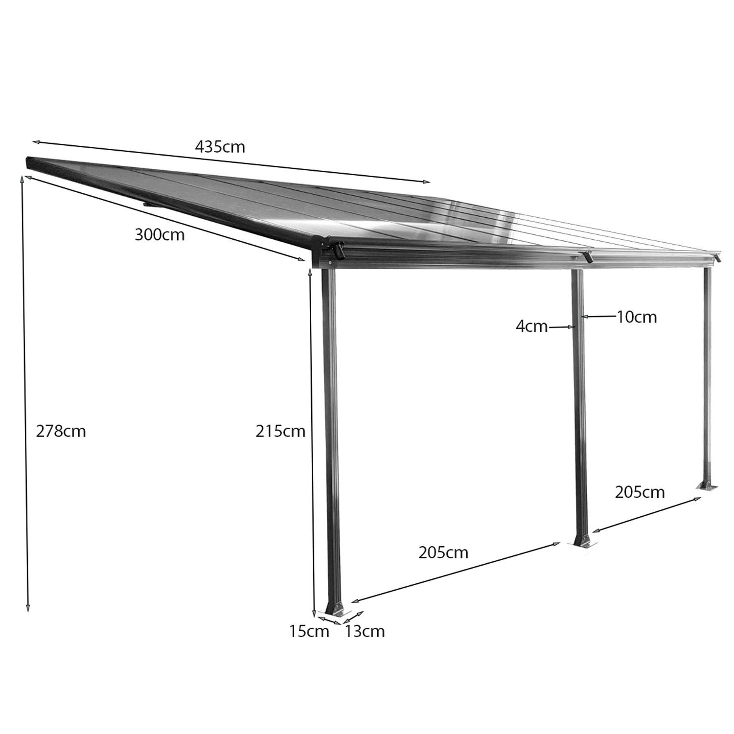 osoltus Vordach osoltus Alu Terrassenüberdachung Terrassendach Veranda grau 435x300 cm