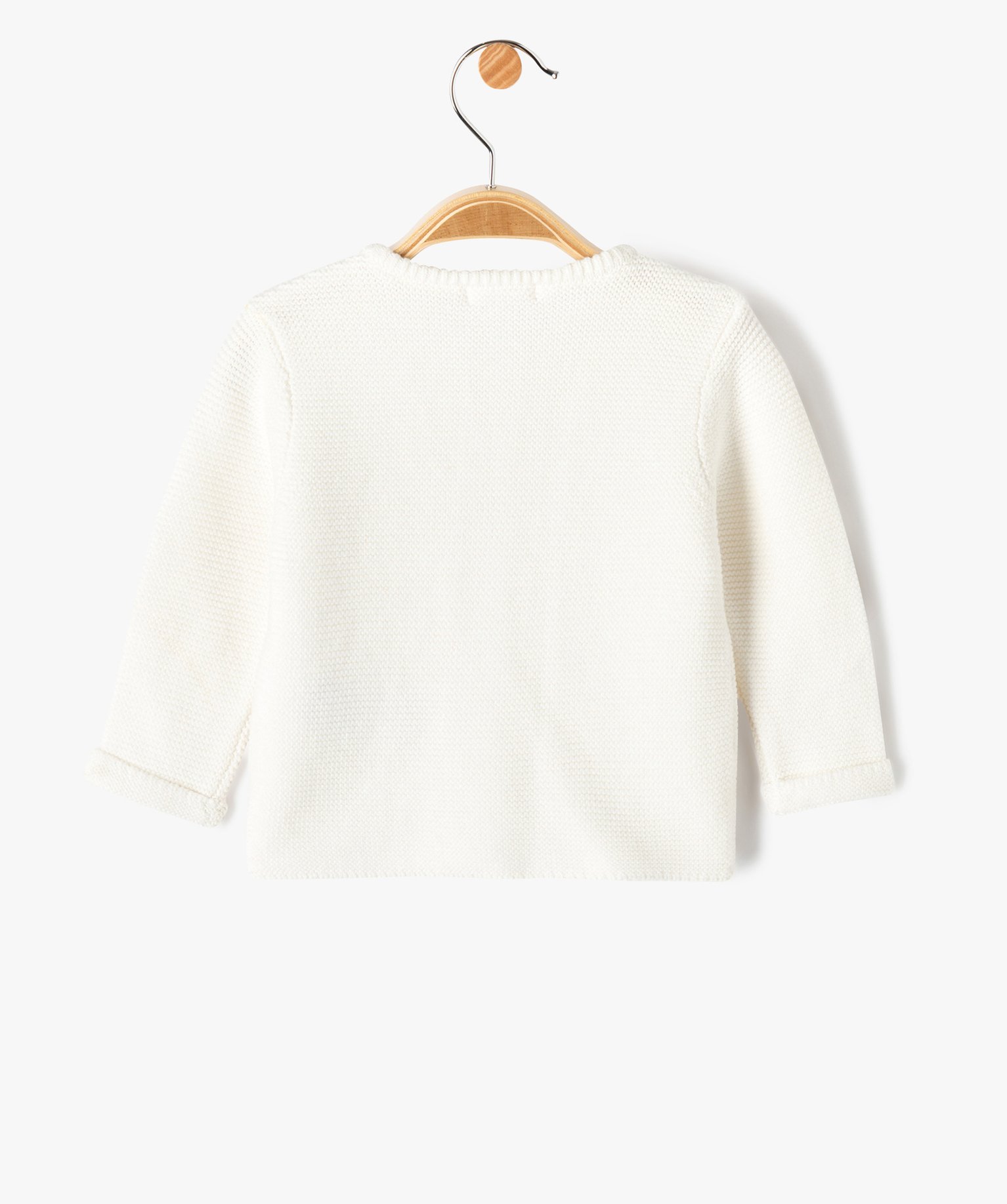 Gilet bébé à col rond en maille tricotée ecru | GEMO
