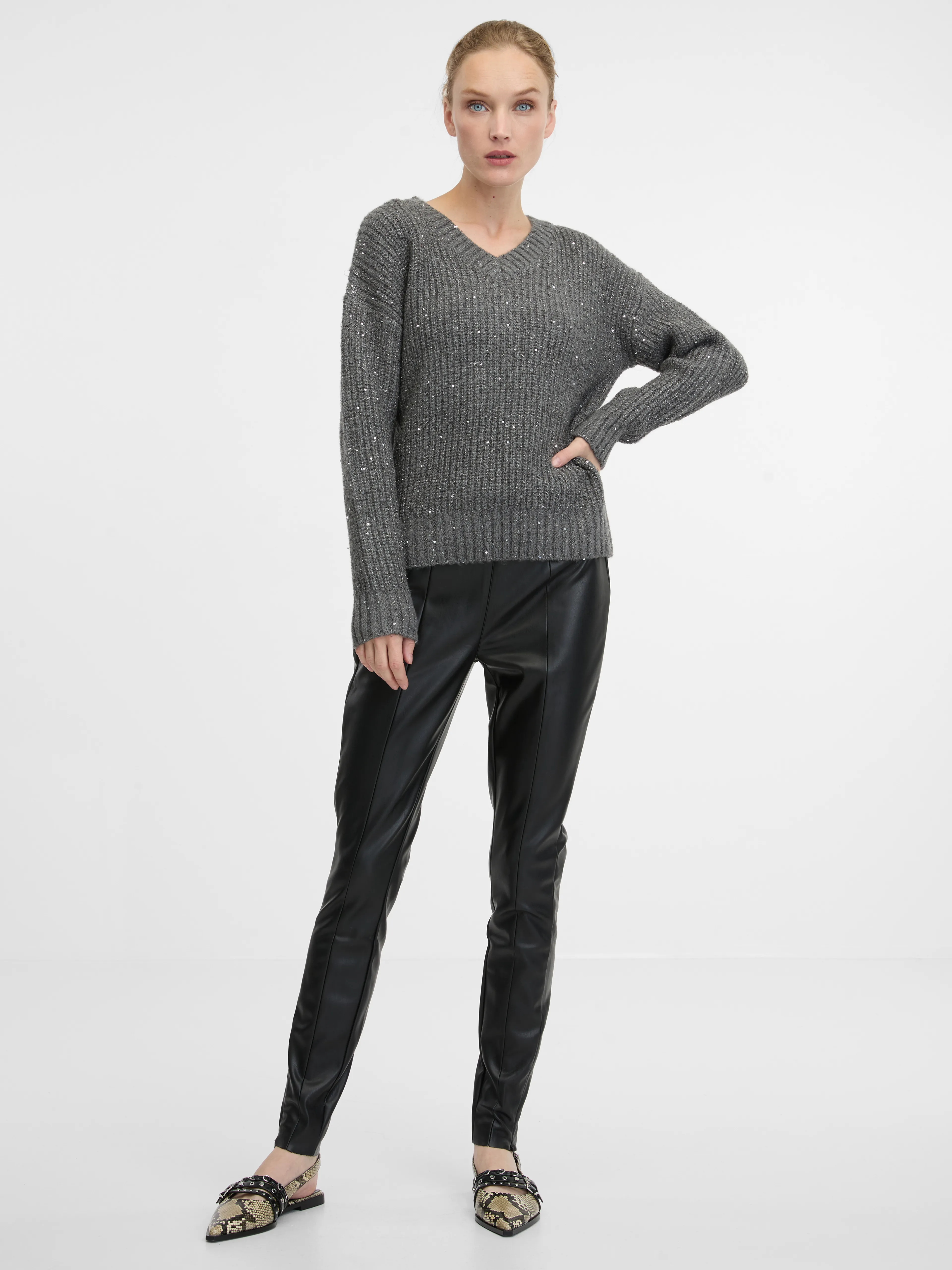 Schwarze Damen Lederhose ORSAY
