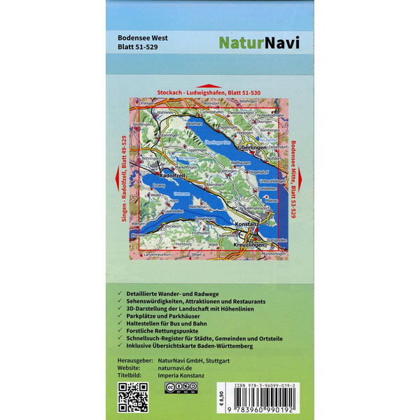 Bodensee West 1 : 25 000, Blatt 51-529 - Wanderkarte