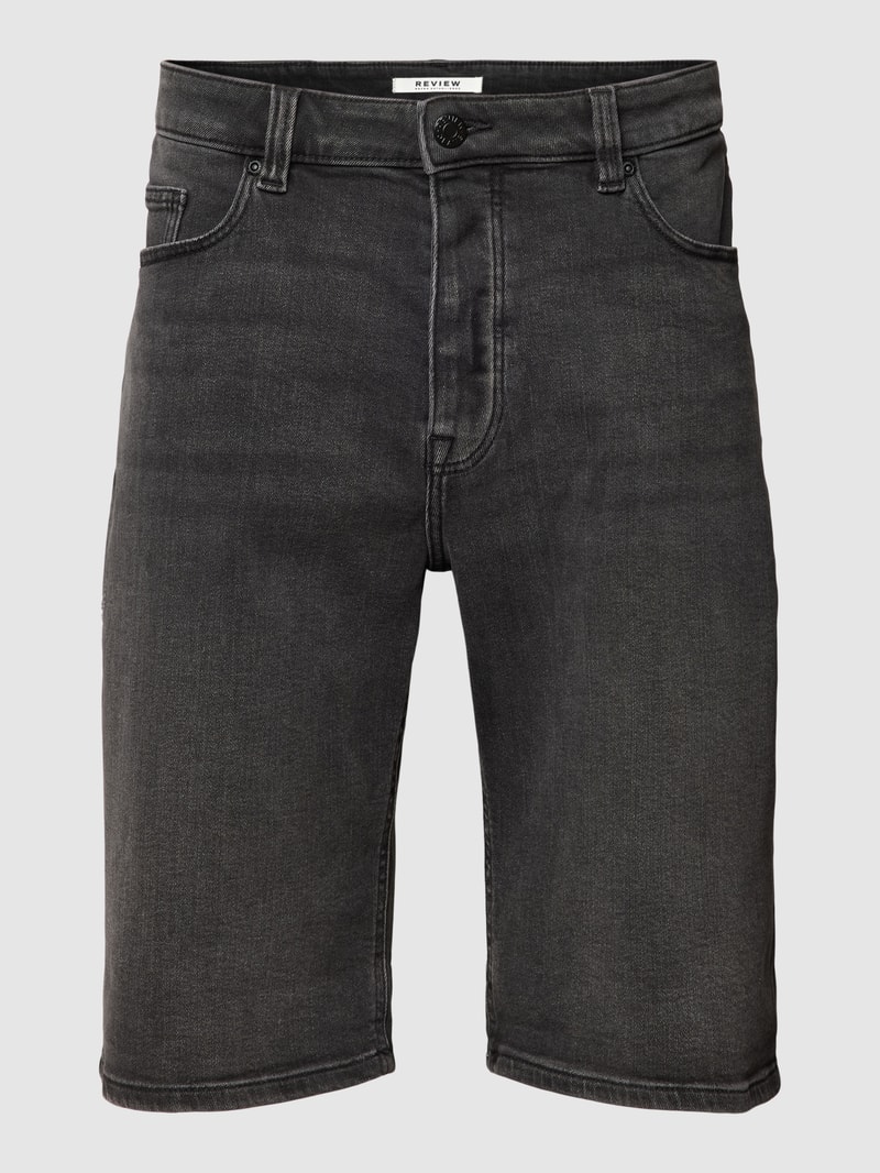 Jeansshorts mit Label-Patch in graphit