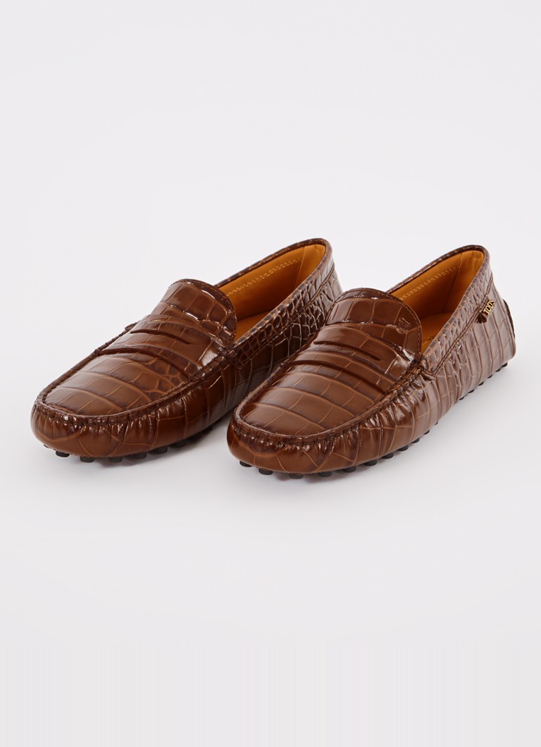 Mocasini Tod's Gommino din piele cu textură de crocodil