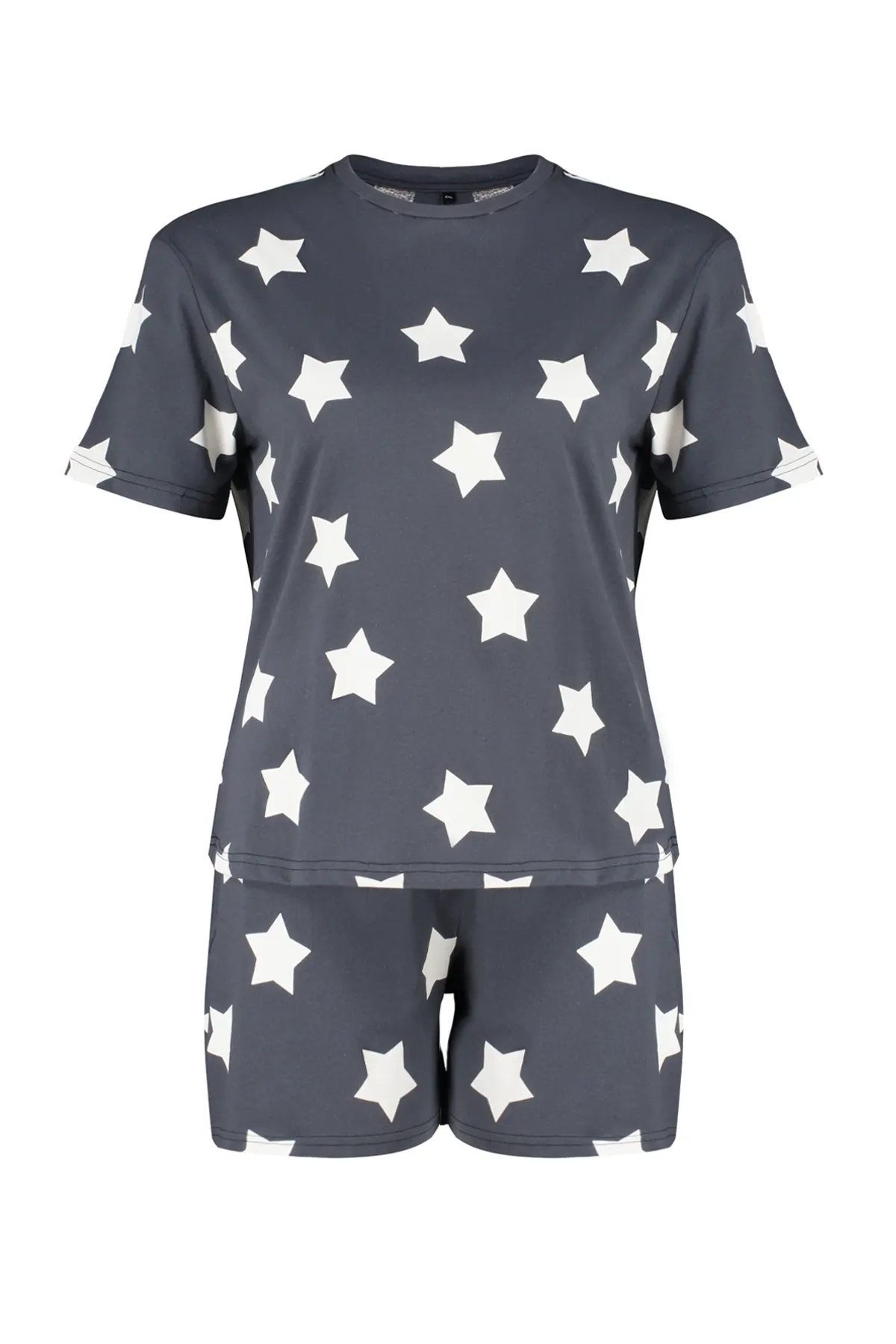 Trendyol Curve  Anthrazitfarbenes Strickpyjama-Set mit Sternenmuster TBBSS24AI00027