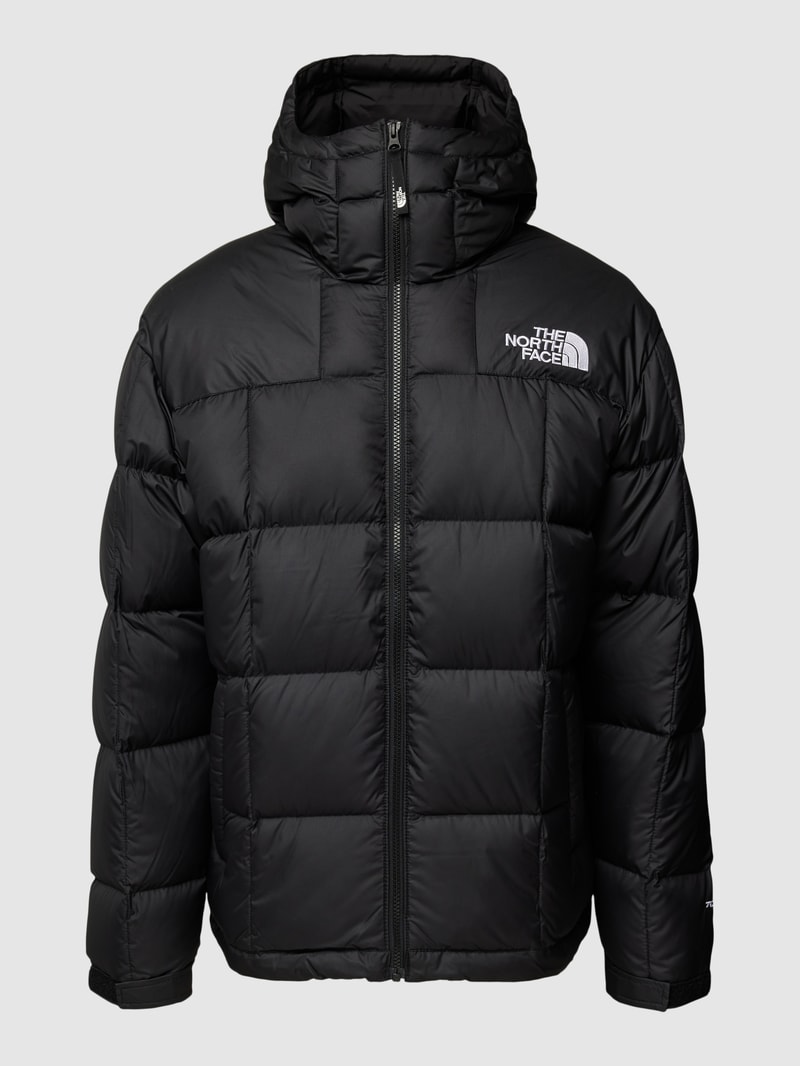 Daunenjacke mit Label-Stitching in schwarz