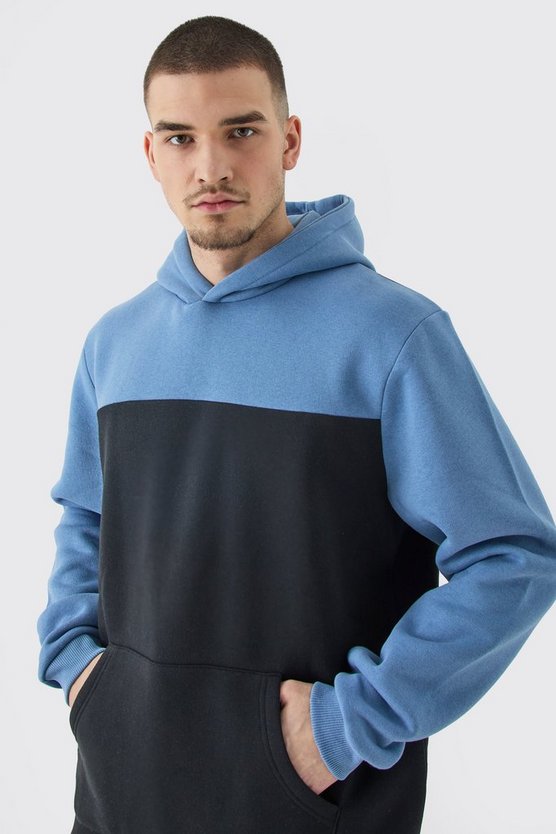 Tall Colorblock Hoodie in Blau