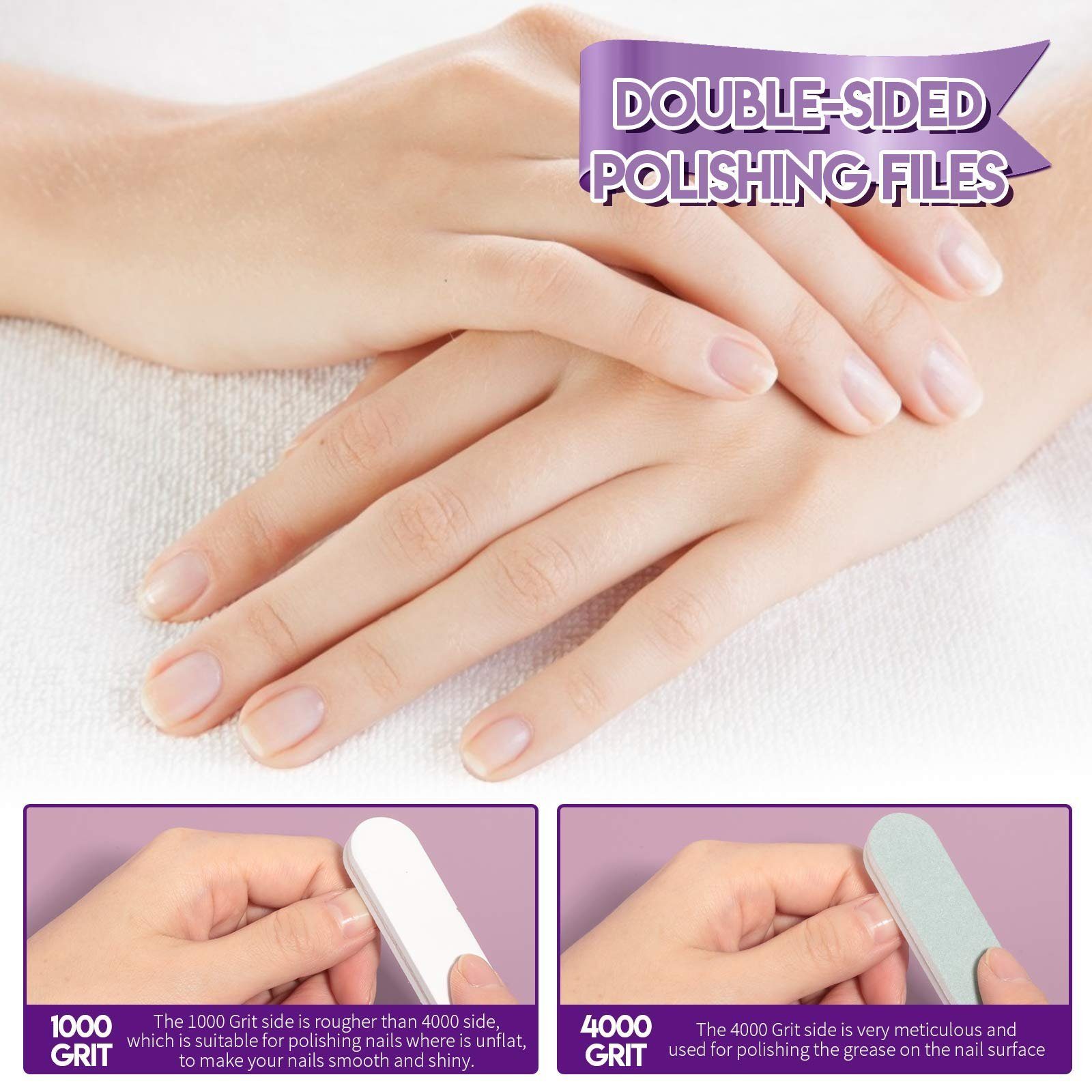 AMR HOME Maniküre-Pediküre-Set 12 Stücke Nagelfeilen Set Nagelknipser-Set Nagelfeile Nagelknipser, Maniküre & Pediküre Set (Lila)
