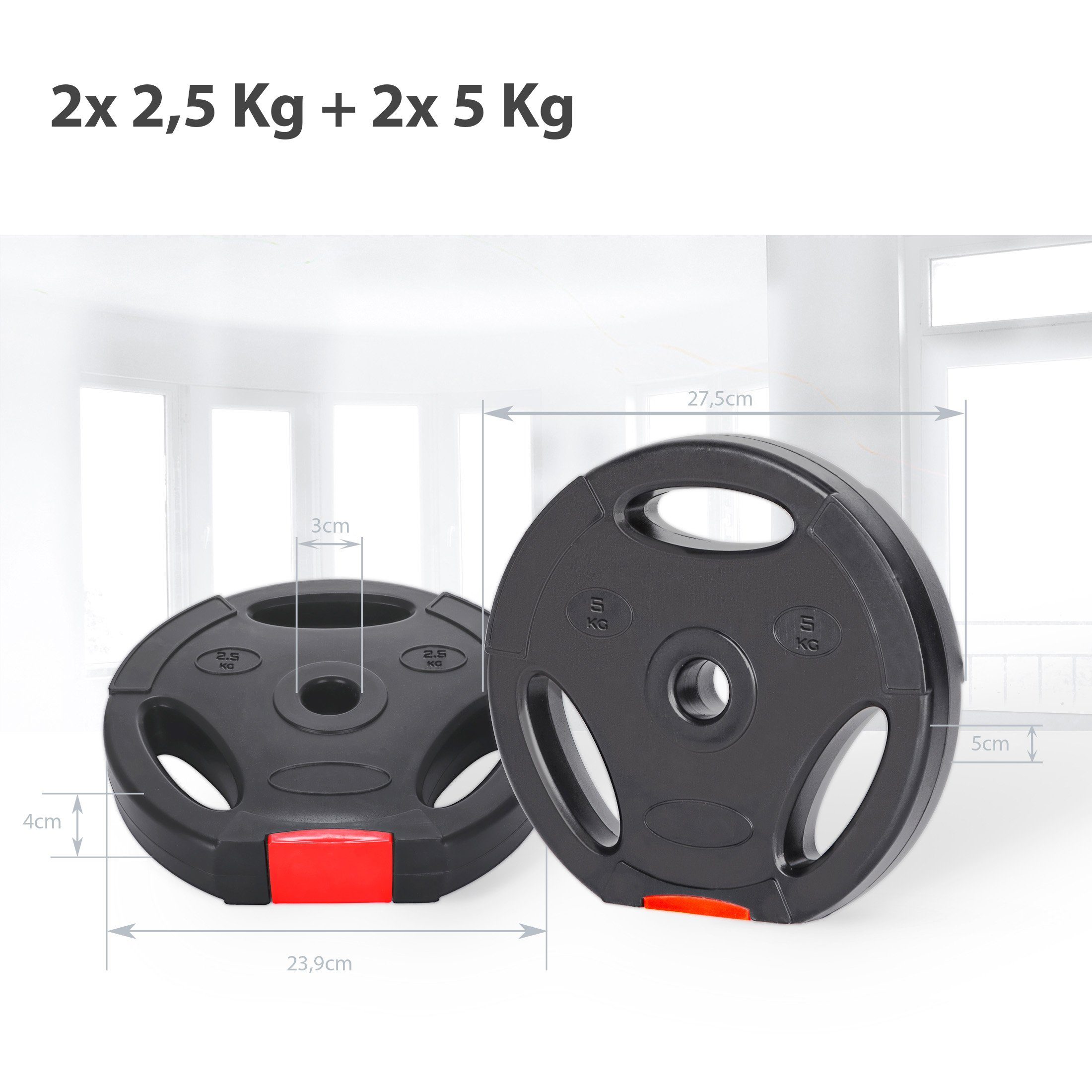 Zoomyo Gewichteplatten Hantelscheiben, Hanteln, Krafttraining, 15/25 Kg Set, 30 mm, (set, Hantelscheiben 4er-Set)