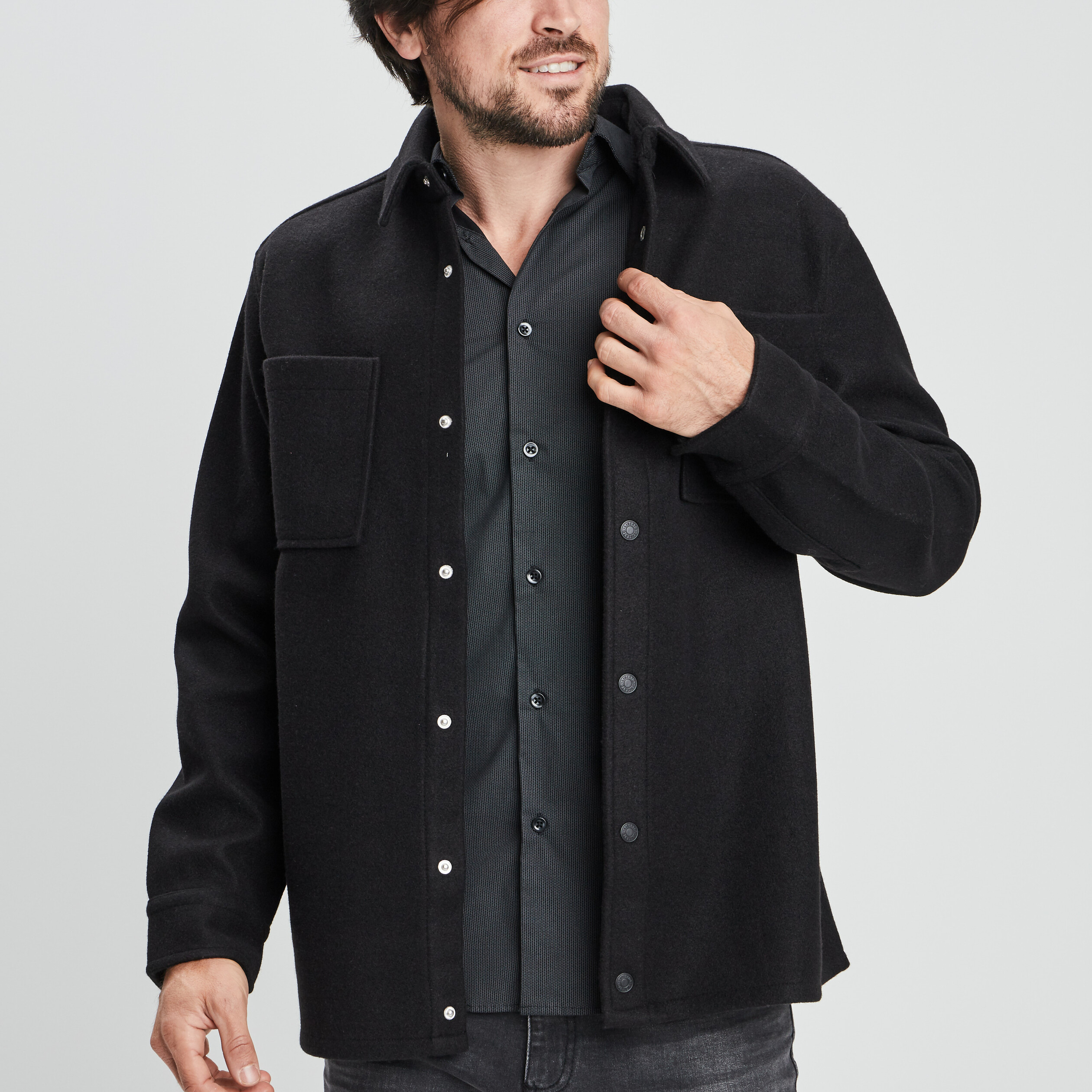 Surchemise manches longues noir homme | La Halle