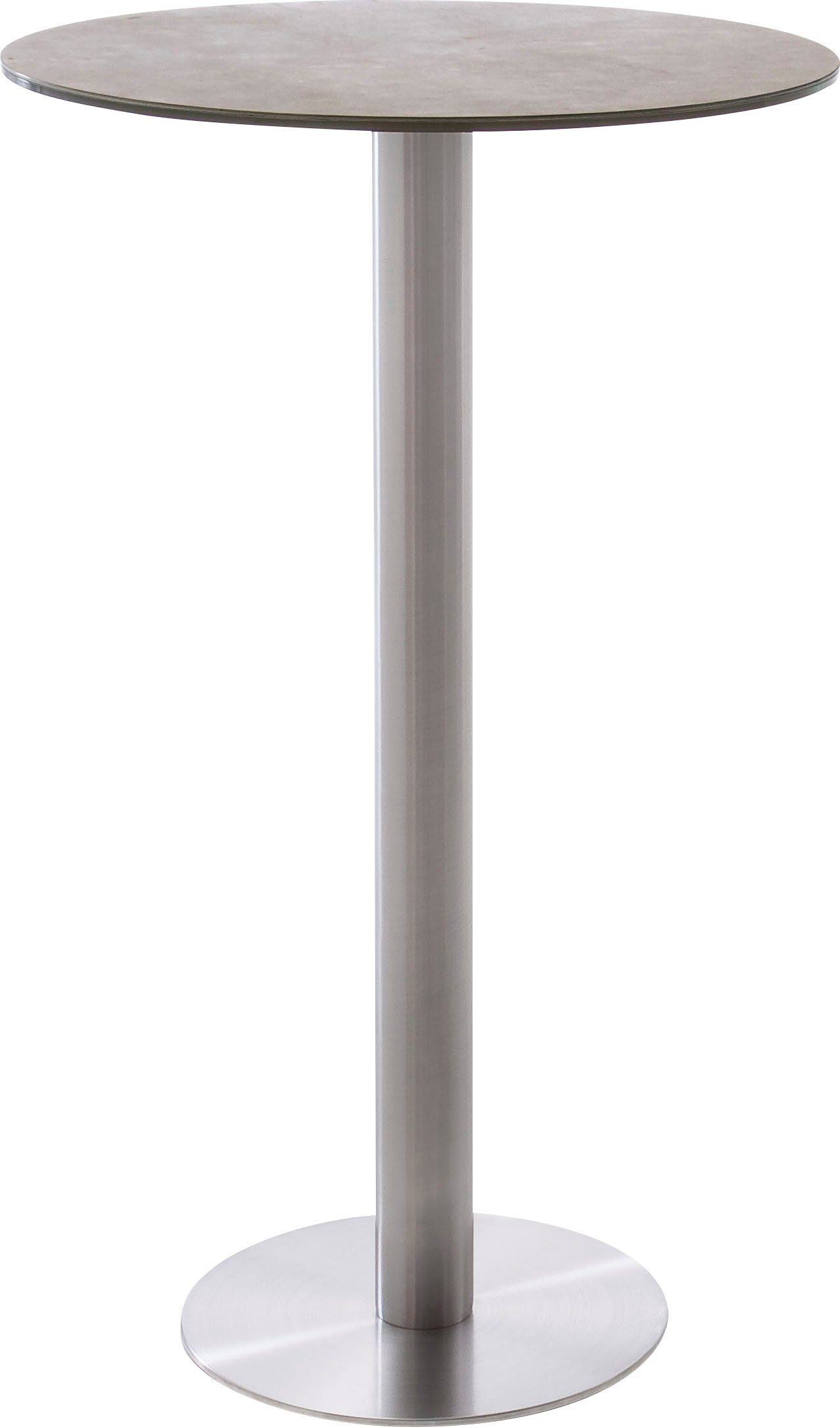 MCA furniture Bartisch Zarina, Bartisch mit Glaskeramik Tischplatte mit Edelstahl Gestell