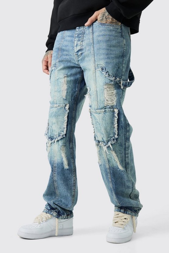 Tall lockere Cargo-Jeans mit Rissen