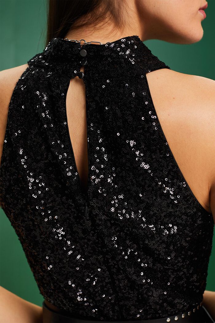 Ärmelloses Neckholder-Midikleid mit Pailletten
