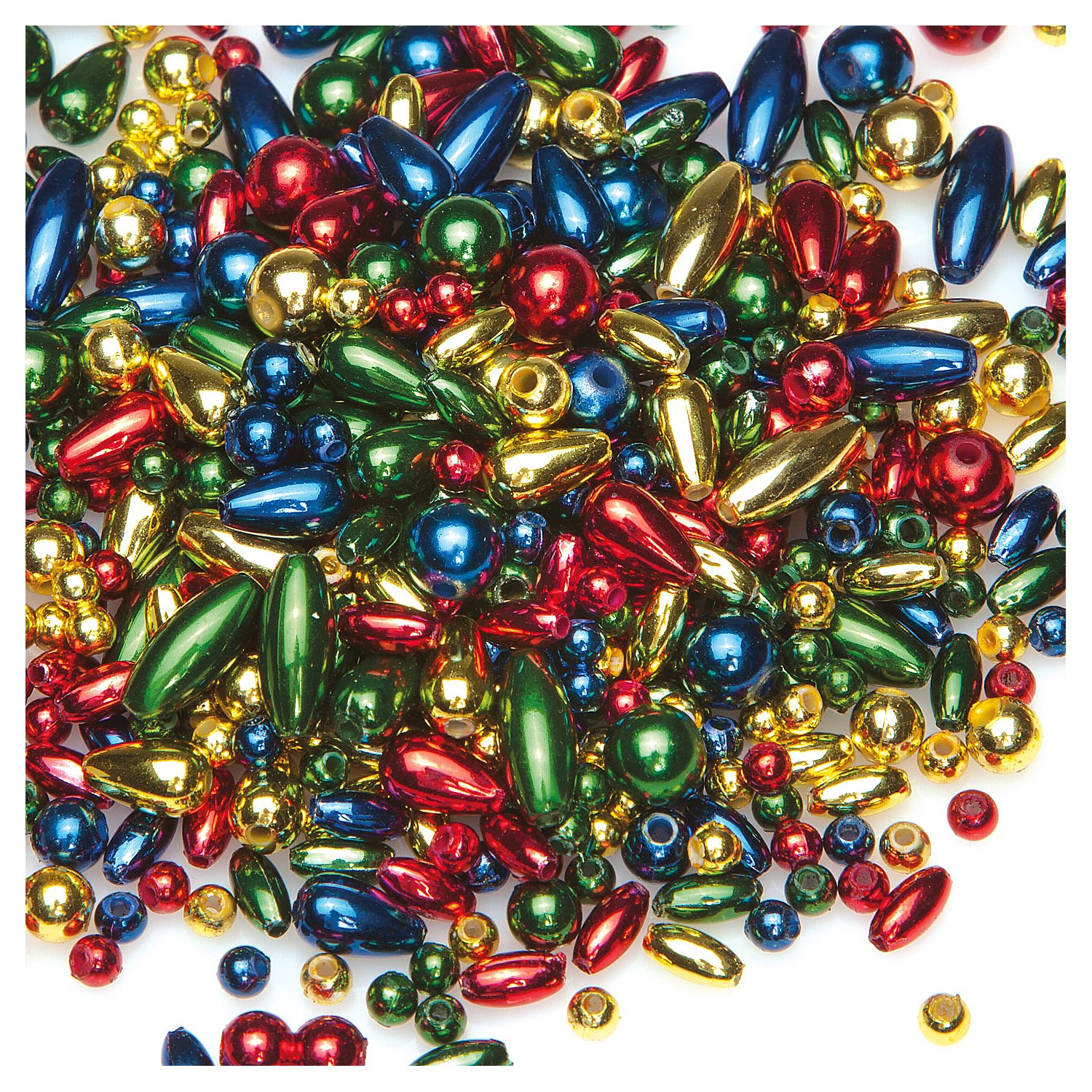 Perlenmischung, rot-gold-dunkelblau-dunkelgrün, 4–12 mm, 80 g