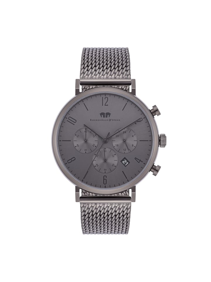 Rhodenwald & Söhne Herren Chronograph grau Edelstahl grau in grau günstig kaufen 21,5 cm