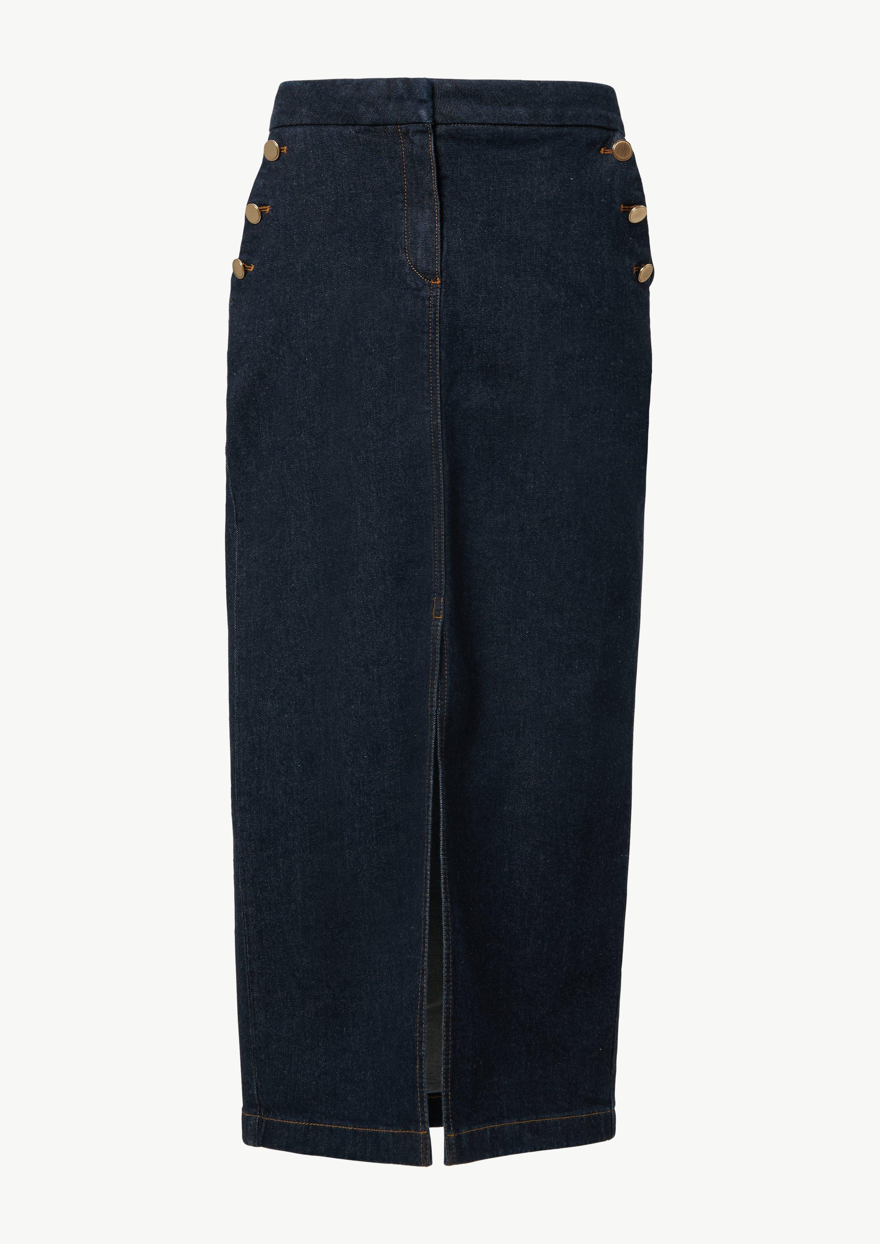 Schmal geschnittener Denimrock mit dunkler Waschung - navy