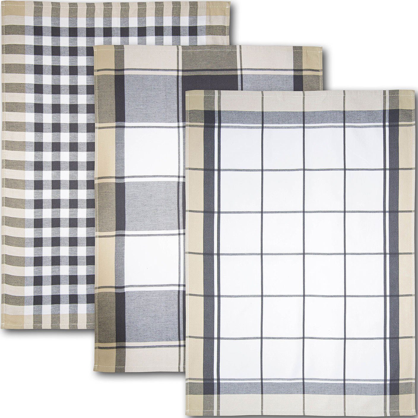 Dyckhoff Geschirrtuch KARO, (Set, 6-tlg), mit drei verschiedenen Motiven