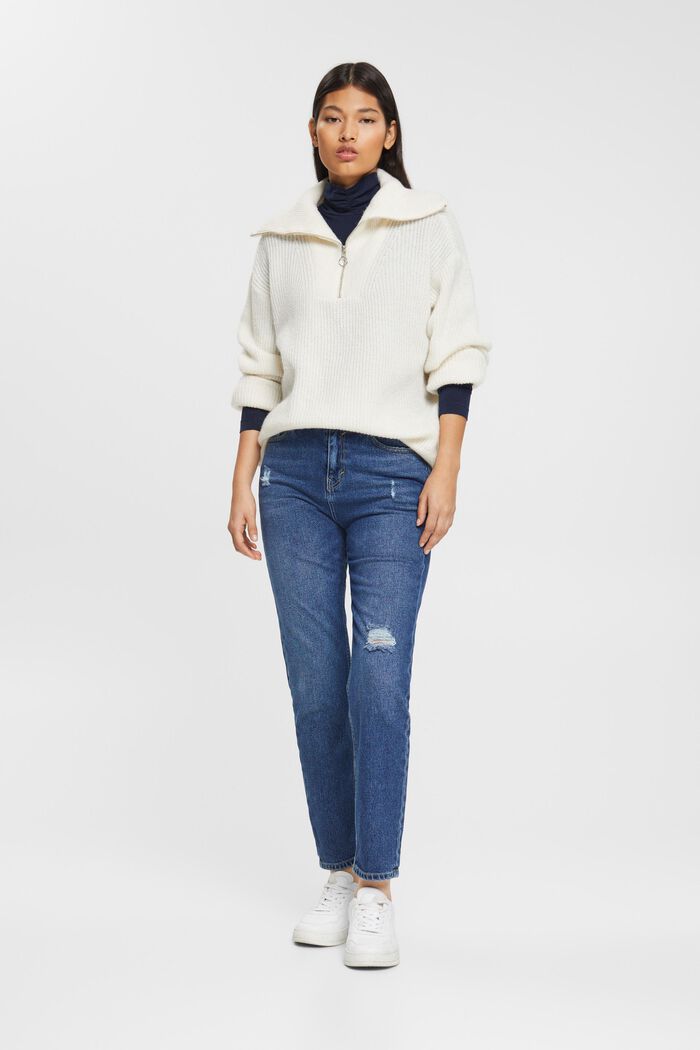 High-Rise Boyfriend Jeans mit Ripped-Details